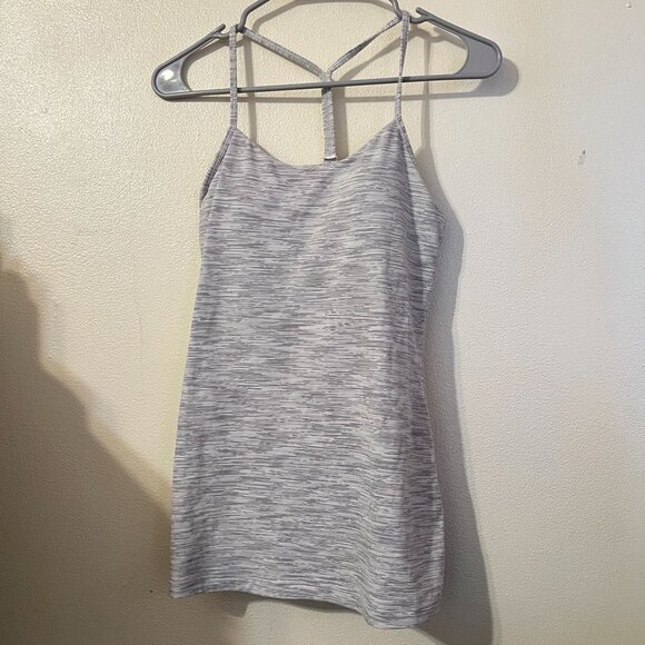 Lululemon power Y tank top heathered gray light and white size 6 space dye - Picture 4 of 14